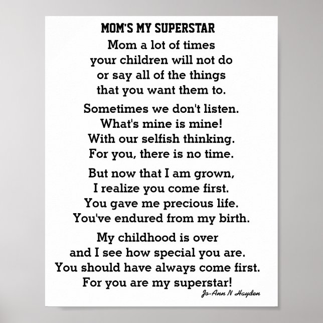 POSTER MA MAMAN EST MA SUPERSTAR (Devant)