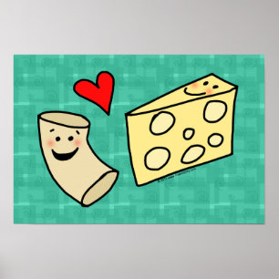 Poster Mac aime Fromage, Funny Cute Macaroni + Fromage