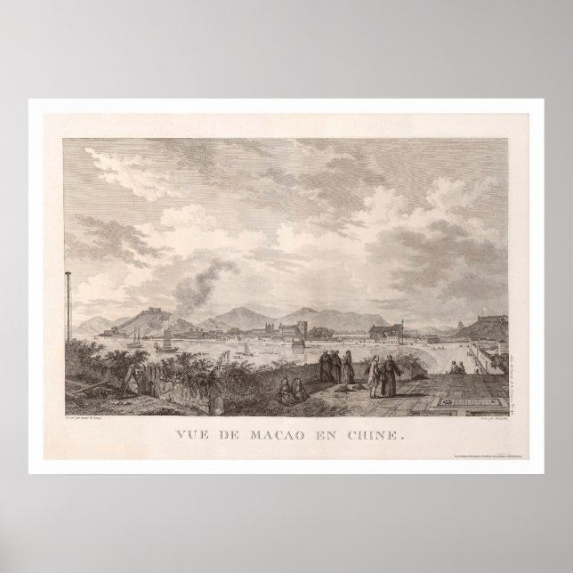 Poster Macao, Chine Vue panoramique - 1797 (Devant)