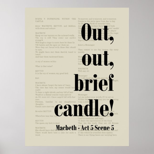 Poster Macbeth William Shakespeare Sortie Brief Bougie (Devant)