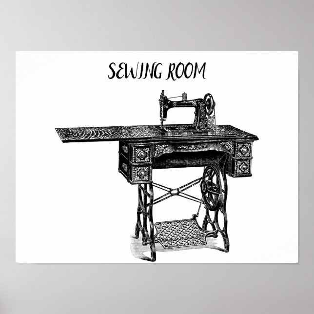 Poster Machine à coudre d'antiquité (Devant)
