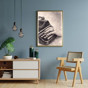Poster Machine à écrire vintage avec bague en diamant – R