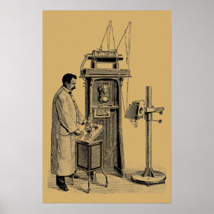 Poster Machine à rayons X Steampunk de l'ère victorienne
