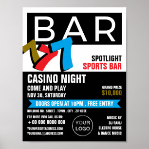 Poster Machine à sous-bar, Nuit Casino, Industrie du jeu