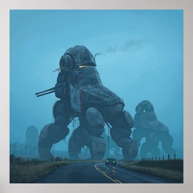 Poster Machine de guerre dystopique Simon Stalenhag (Devant)