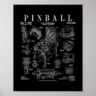 Poster Machine de jeu Pinll Arcade Vintage Gamer Brevet P