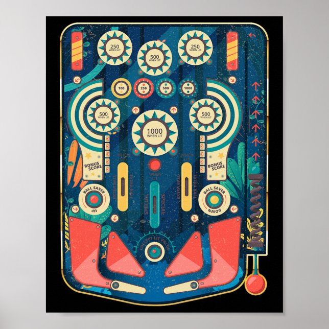 Poster Machine de jeu vintage Retro Pinll Arcade (Devant)