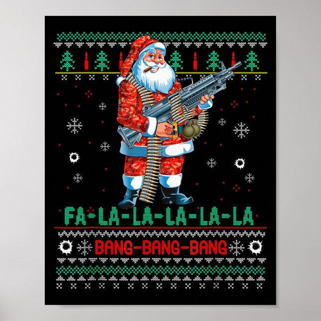 Poster Machine Santa Claus Gun Lover Ugly Christmas Sweat (Devant)
