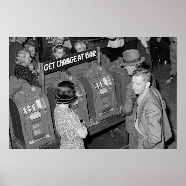Poster Machines à sous vintages - Las Vegas 1940 (Devant)