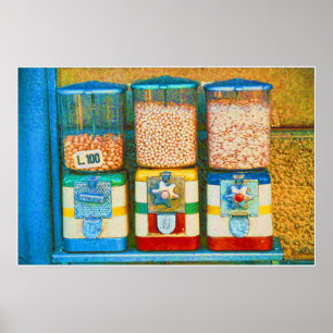 Poster Machines de distributeurs de noix rétro italiennes