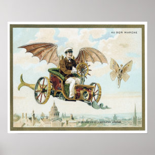 Poster Machines volantes vintage art vapeur punk