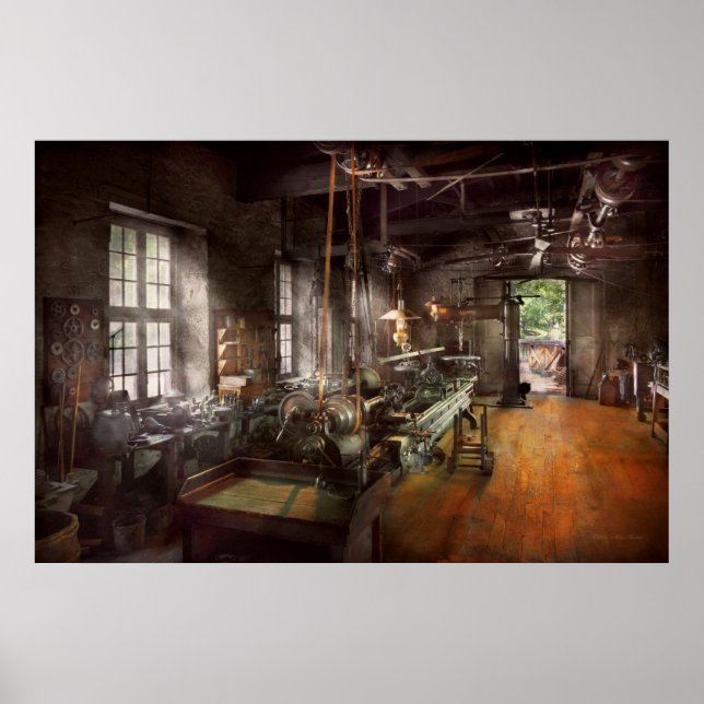 Poster Machiniste - Lathe - A long lathe (Devant)