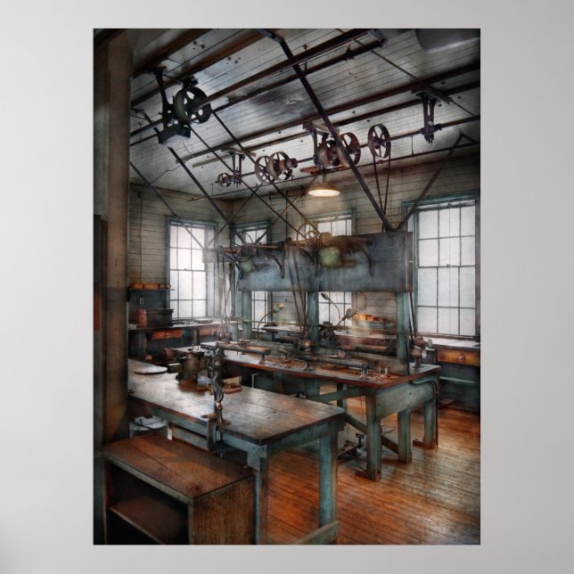 Poster Machiniste - Steampunk - La salle de fabrication (Devant)