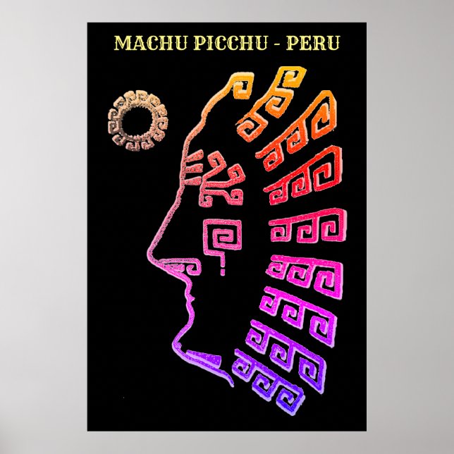 Poster Machu Picchu Cusco Pérou dessin (Devant)