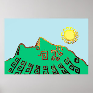 POSTER MACHU PICCHU MODERNE CUSCO PEROU DESSIN