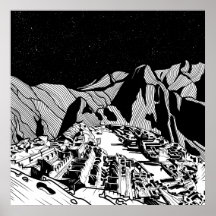 Machu Picchu paysage noir et blanc