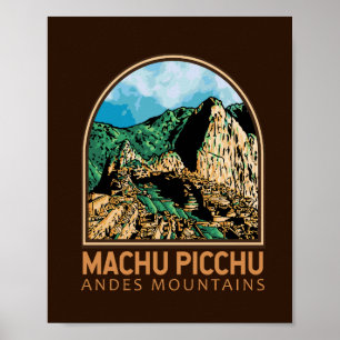Poster Machu Picchu Pérou Emblem Vintage