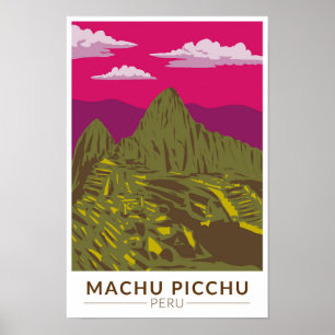Poster Machu Picchu Pérou Voyage Art Rétro