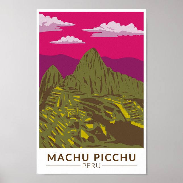 Poster Machu Picchu Pérou Voyage Art Retro (Devant)