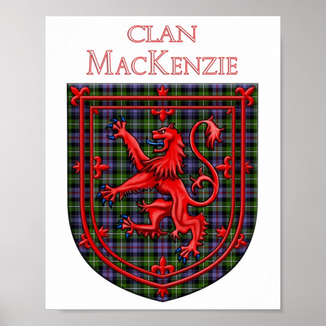 Poster MacKenzie Tartan Scottish Plaid Lion Rampant (Devant)