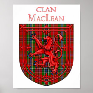 Poster MacLean Tartan Scottish Plaid Lion Rampant