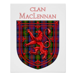 Poster MacLennan Tartan Scottish Plaid Lion Rampant