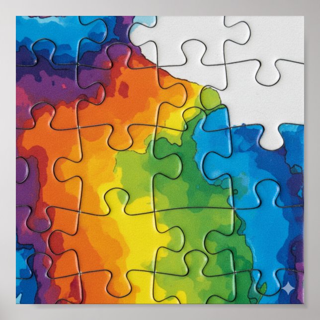 Poster Macro complexe : Jigsaw Puzzle Interlocking Art (Devant)