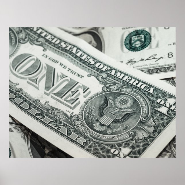 Poster Macro de l'argent de la facture d'un dollar (Devant)