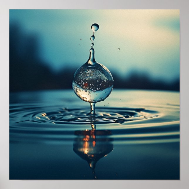 Poster Macro Photographie de la goutte d'eau (Devant)