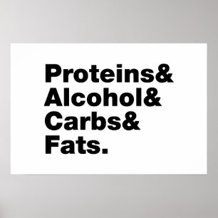 Poster Macronutriments. Protéines & Alcool & Glucides & G