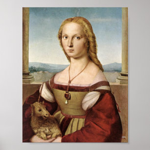 Poster Madame avec une licorne par la copie de Raphael