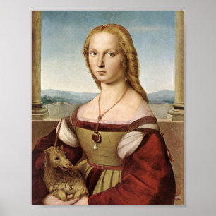 Poster Madame avec une licorne par la copie de toile de