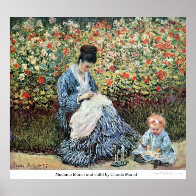 Poster Madame Monet et enfant par Claude Monet (Devant)