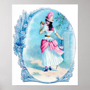 Poster Madame victorienne dans la copie rose d'art