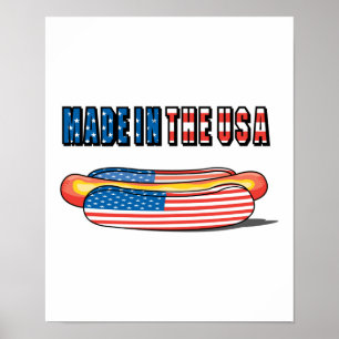 Poster Made in the USA Patriotic Hot Dog