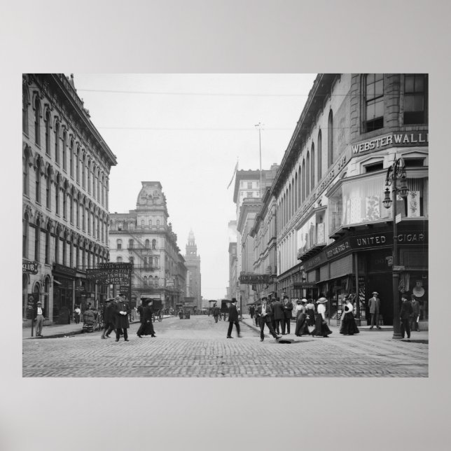 Poster Madison Ave de Summit St, Toledo, OH début 1900 (Devant)
