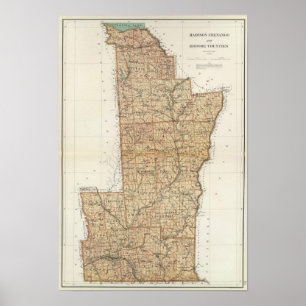 Poster Madison, Chenango, comtés de Broome