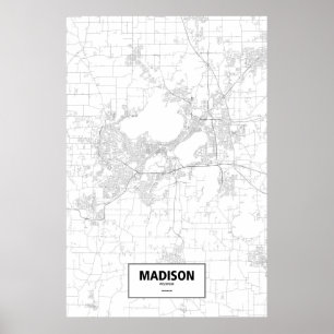 Poster Madison, Wisconsin (noir sur blanc)