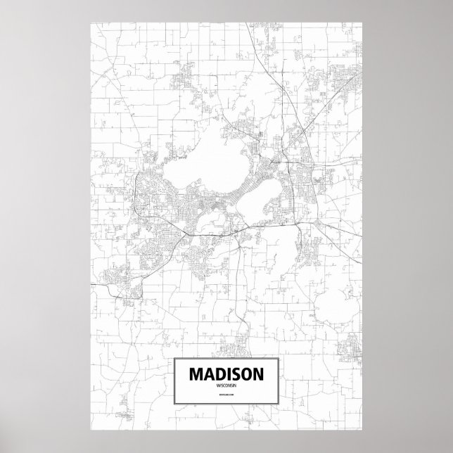 Poster Madison, Wisconsin (noir sur blanc) (Devant)