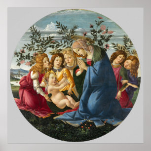 Poster Madone adorant l'Enfant avec 5 Anges Botticelli