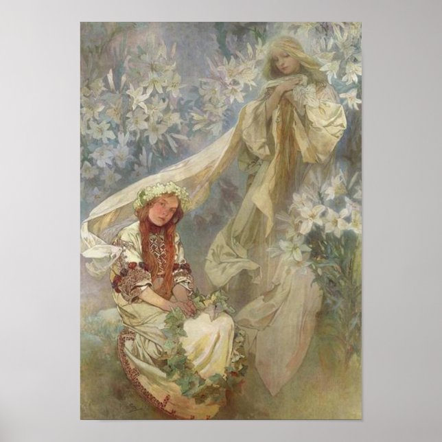Poster Madone des Lys par Alphonse Mucha (Devant)