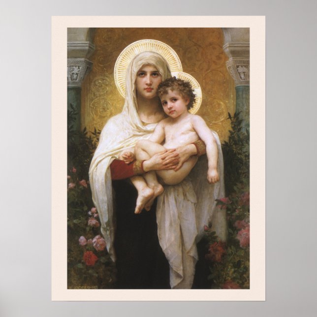 Poster Madone des Roses de Bouguereau (Devant)