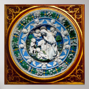 POSTER MADONNA AVEC ENFANT ET ANGELS