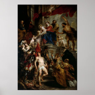 Poster Madonna avec Jésus Encerclé par les Saints - Ruben