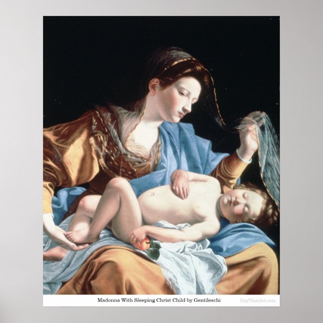 Poster Madonna avec le Christ endormi Enfant par Gentiles (Devant)