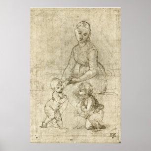 Poster Madonna, Christ, Saint Jean Baptiste par Rapahel