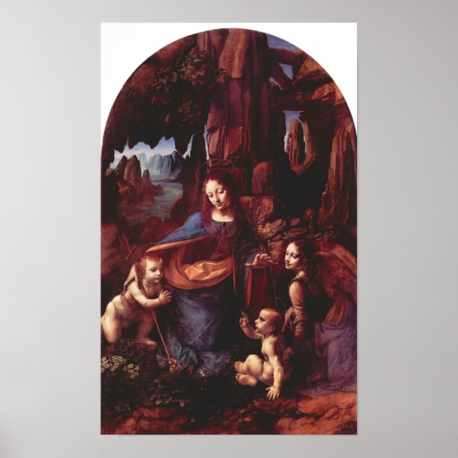 Poster Madonna dans la grotte rocheuse de Léonard de Vinc (Devant)