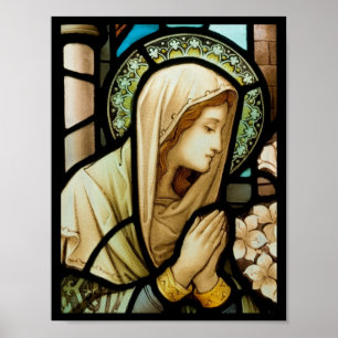Poster Madonna dans la prière Vitrail