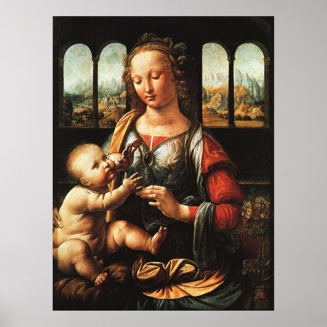 Poster madonna de la carnation, Léonard de Vinci (Devant)