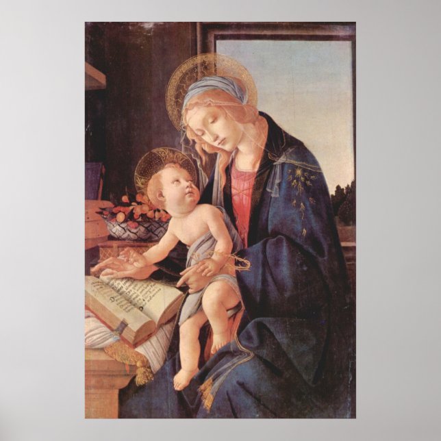 Poster Madonna enseigne à l'enfant Jésus (Devant)